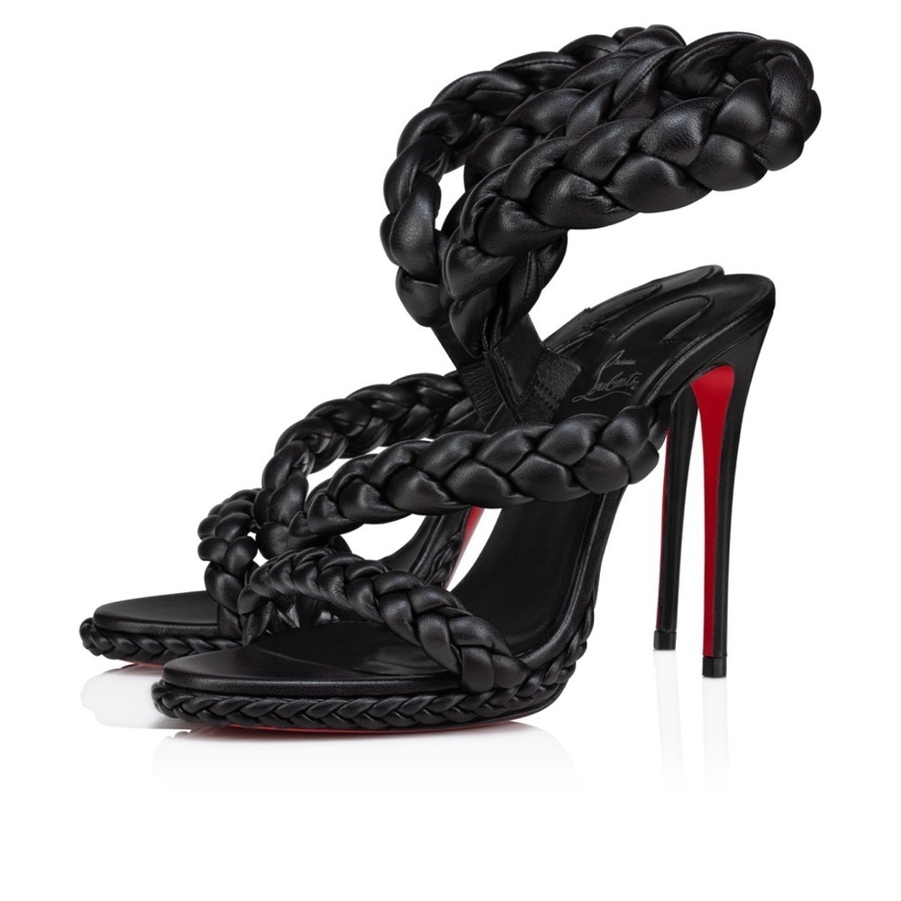 NIB Christian Louboutin X Idris Elba Fatima 120 MM Leather Strap Sandals Size 37